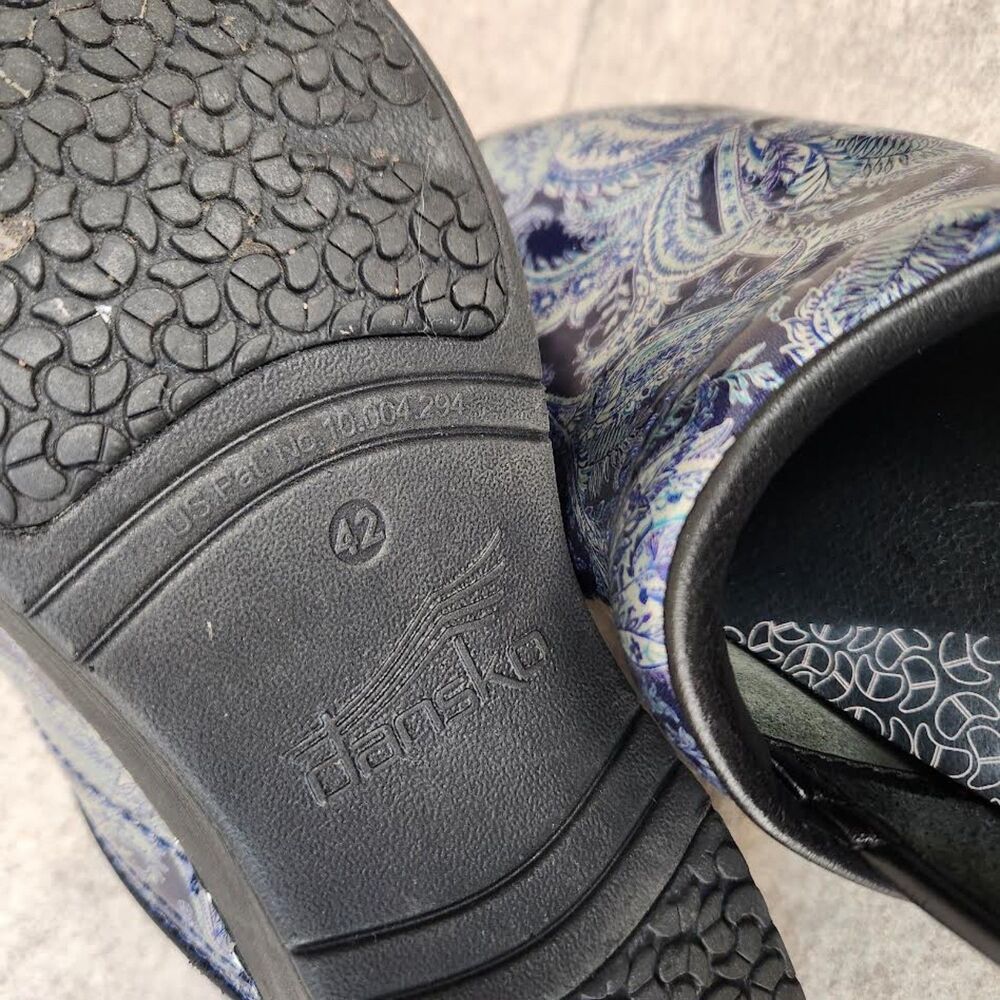 DANSKO Pro 20 Blue Paisley Gray Glossy XP 20 Women’s Clogs Size 42 US 11 - Picture 7 of 7